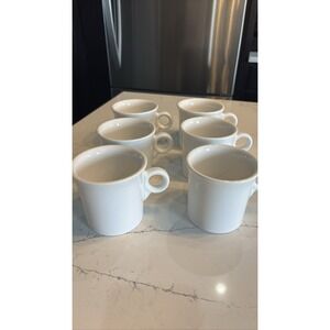 6 Fiestaware White O-Ring Handle Mugs Homer Laughlin